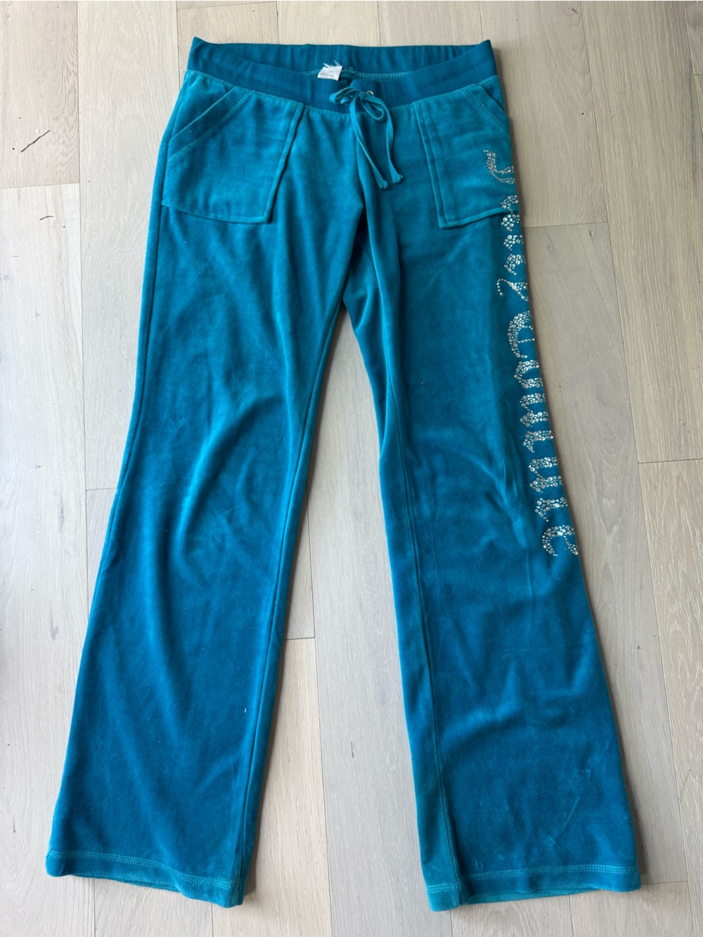 juicy couture teal low rise trackpants